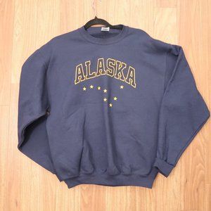 Jerzees Sweater Men's Medium Black Destination Alaska Sweatshirt Crew Neck